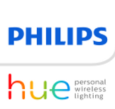 Philips Hue-logotyp med texten "personlig trådlös belysning" nedan, som visar toppen av Hemautomations produkter.