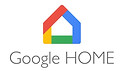Google Home-logotypen visar en husformad grafik i rött, blått, gult och grönt ovanför texten "Google HOME", som symboliserar sömlös Röststyrning för ditt smarta hem.